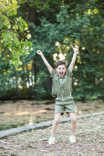 Chino Cotton Drawstring  Cuff with Pockets Shorts - Seaweed