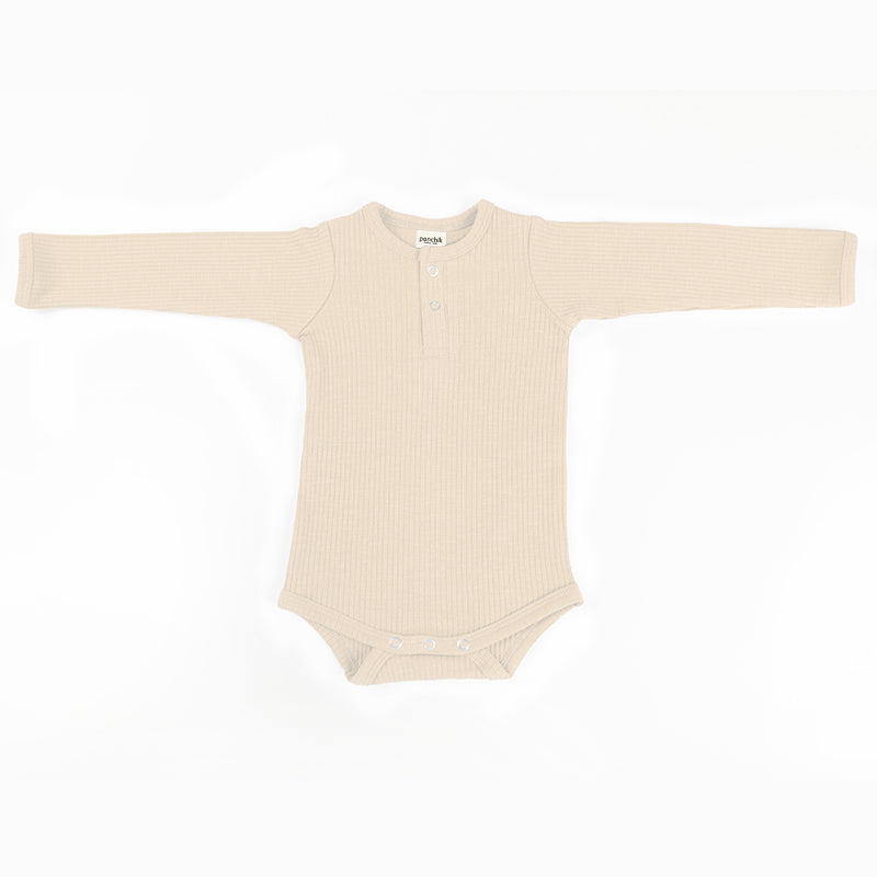 Cotton Rib Baby Bodysuit - Buttermilk