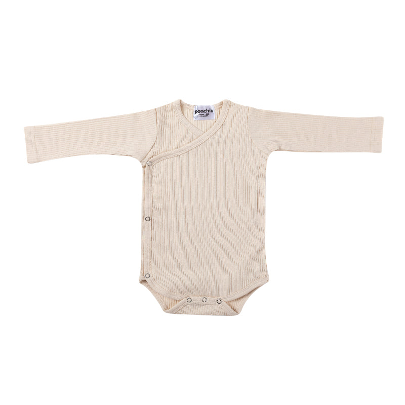 Cotton Rib Wrap Baby Bodysuit - Buttermilk