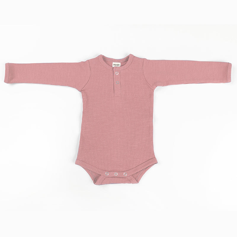 Cotton Rib Baby Bodysuit - Carnation
