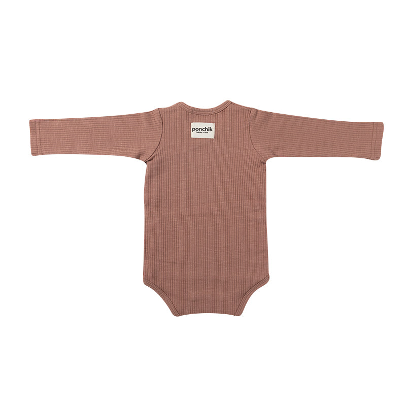 Cotton Rib Wrap Baby Bodysuit - Crepe