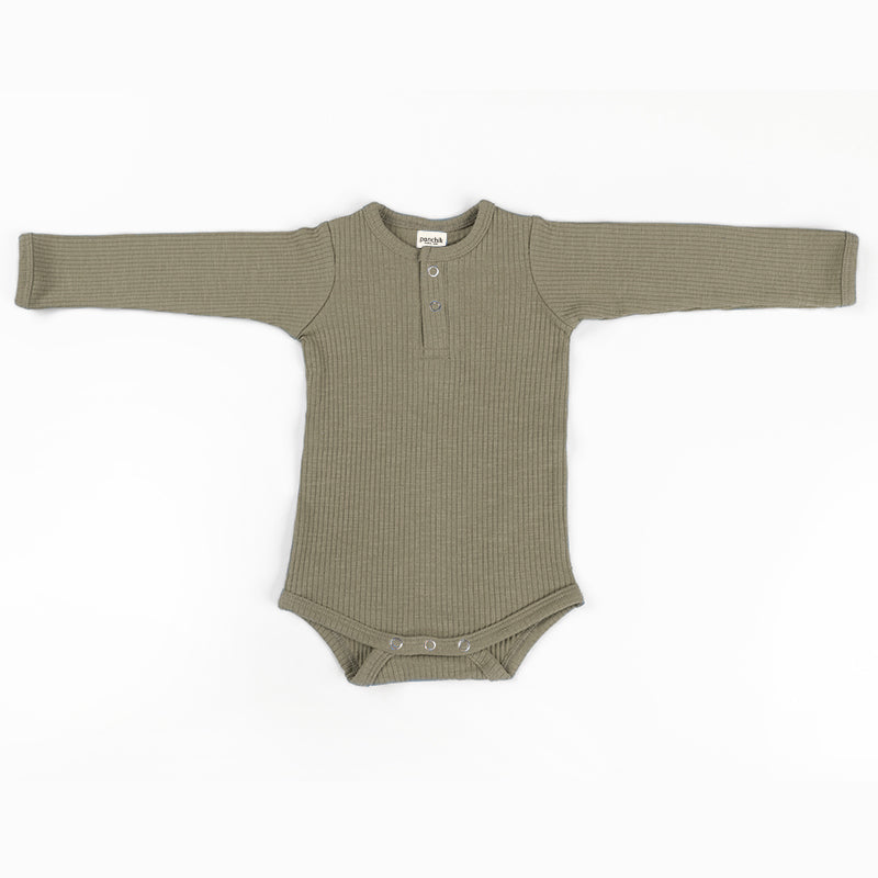 Cotton Rib Baby Bodysuit - Thyme
