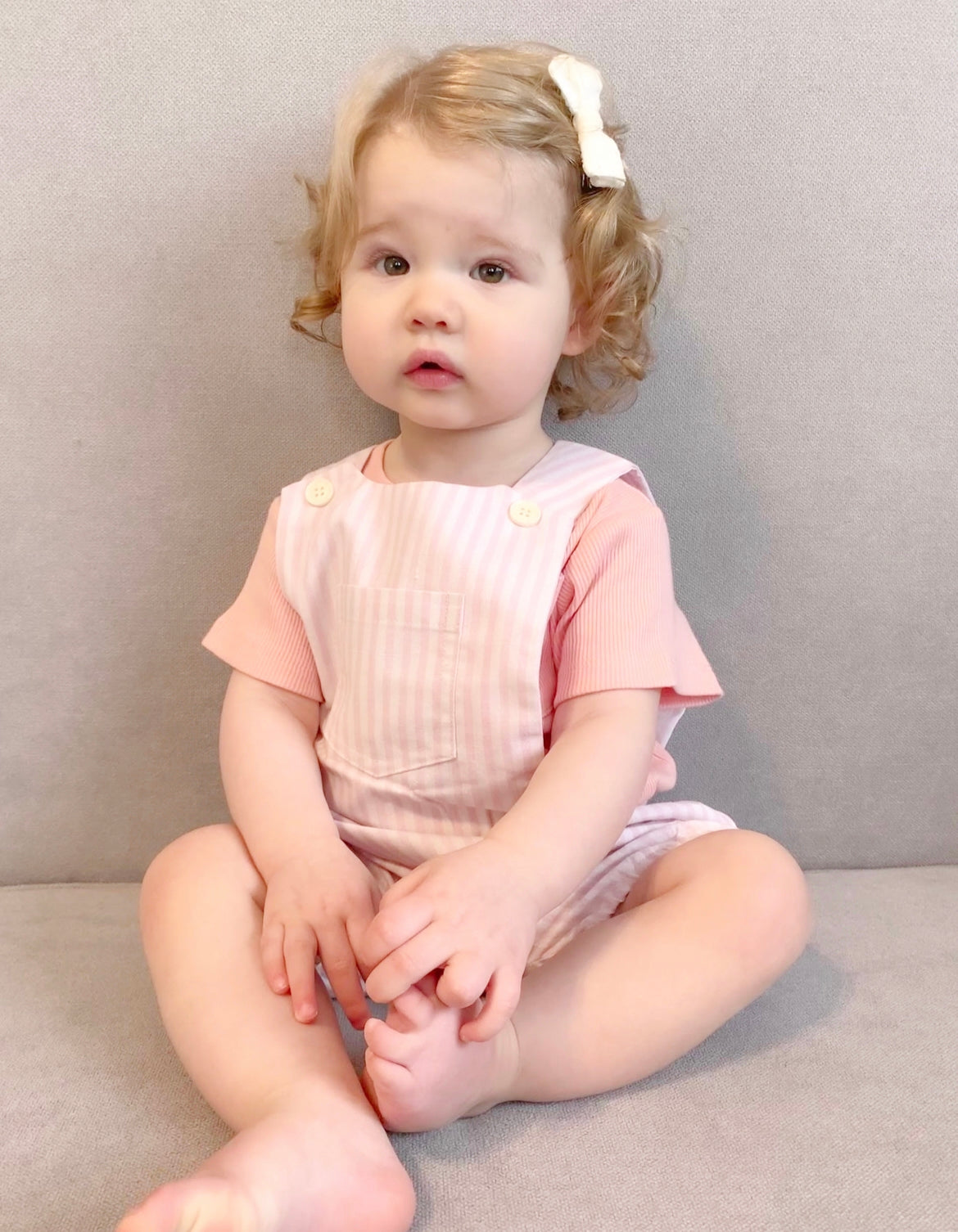 Cotton Pinafore Overalls - Fairy Floss Stripe