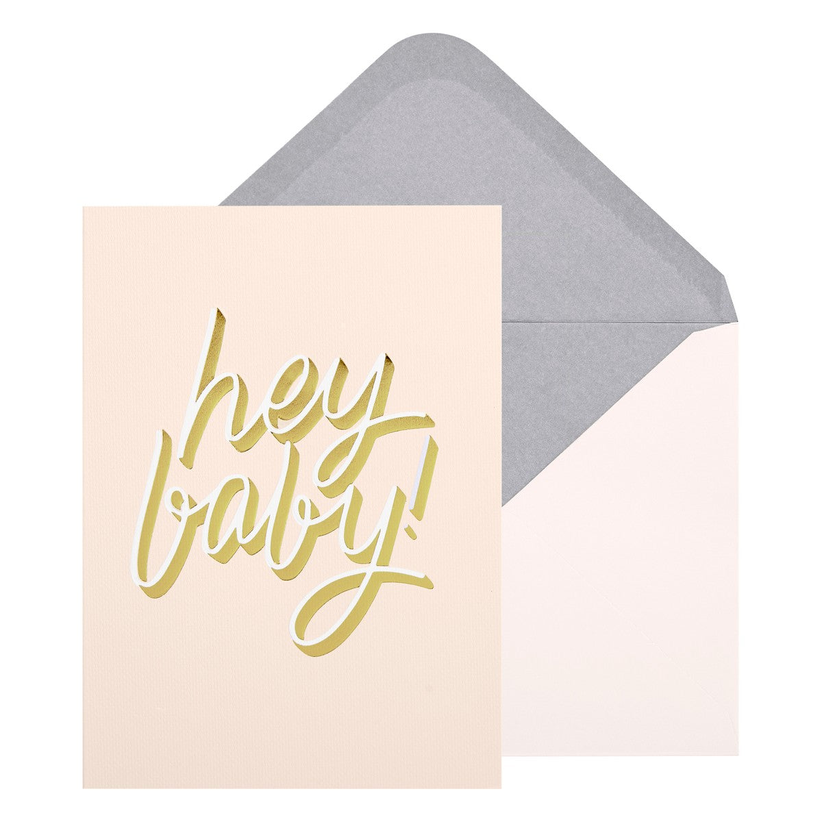A6 Greeting Card Hey Baby Blush: Celebration