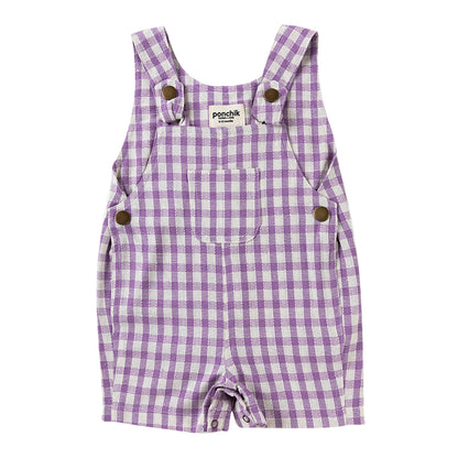Cotton Dungaree Overalls - Lilac Gingham