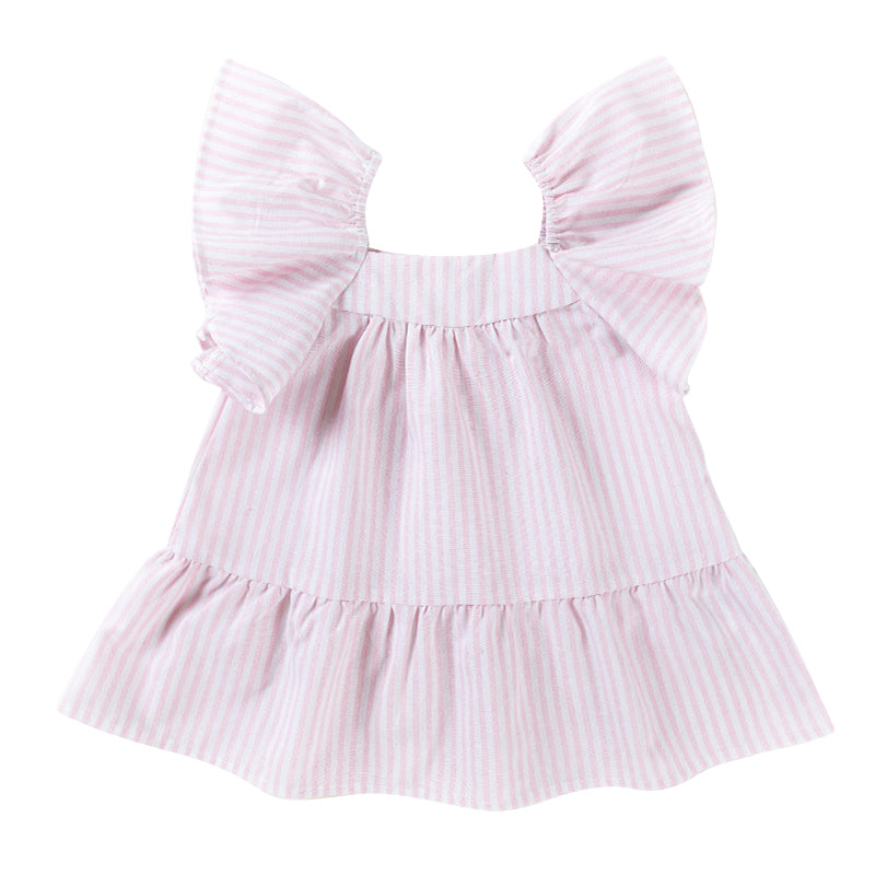 Cotton Frill Sleeve Dress - Fairy Floss Stripe