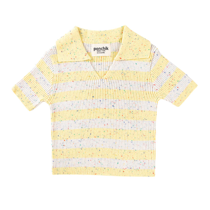 Cotton Polo - Sunshine Speckle Stripe Knit