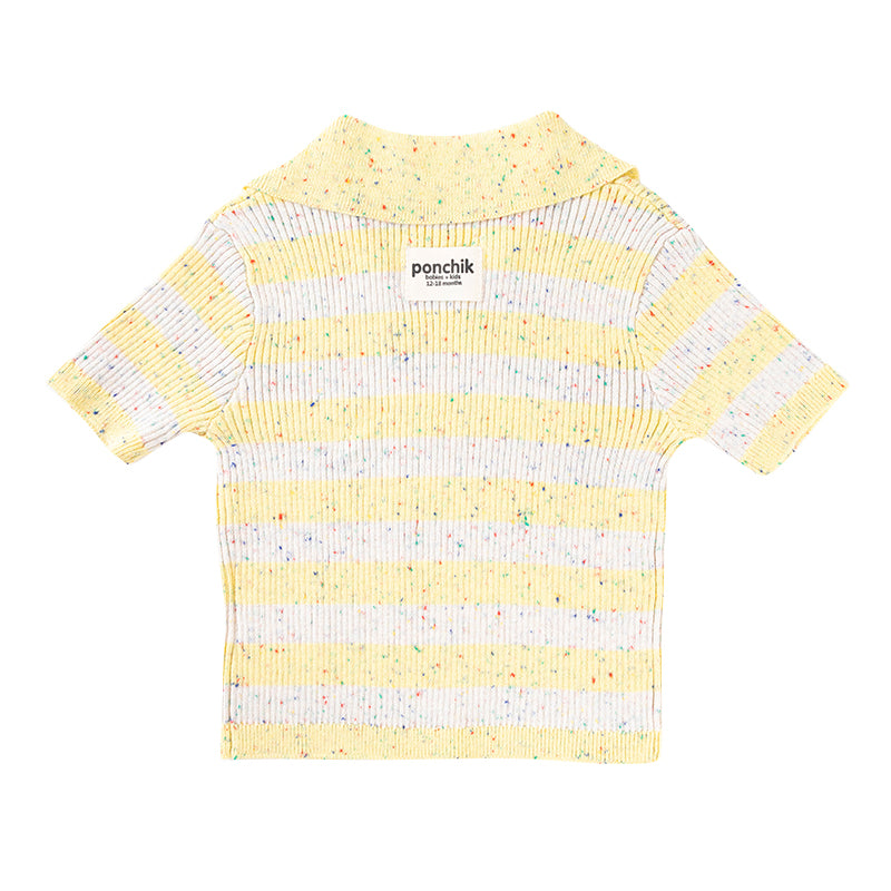 Cotton Polo - Sunshine Speckle Stripe Knit
