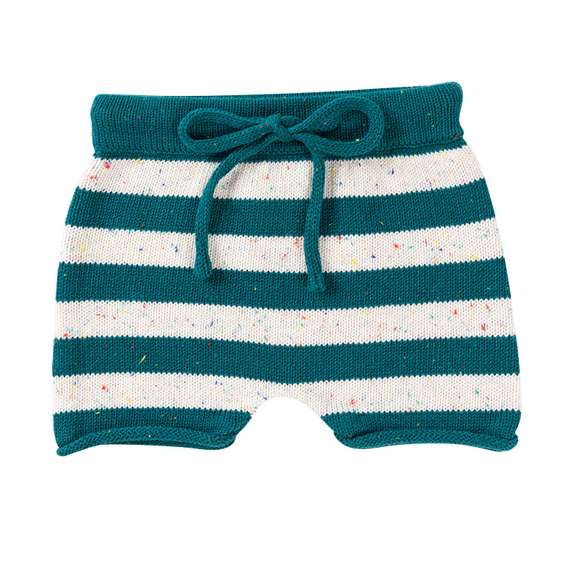 Cotton Shorts - Peacock Speckle Stripe Knit