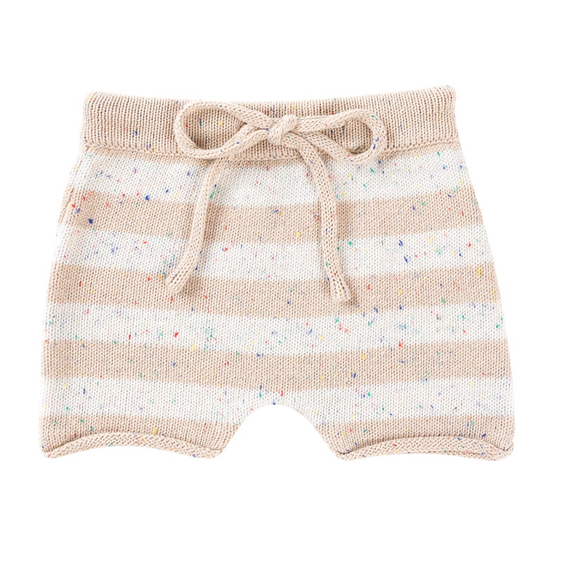 Cotton Shorts - Wheat Speckle Stripe Knit