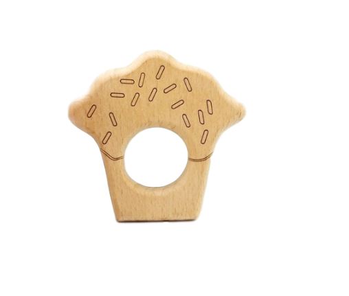 Ponchik Babies + Kids - Wooden Teether - Cupcake Ring