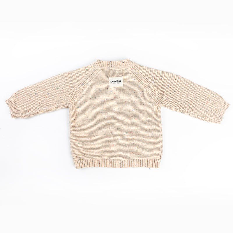 Ponchik Babies + Kids - Cotton Knitted Cardigan - Carmel Speckle Knit