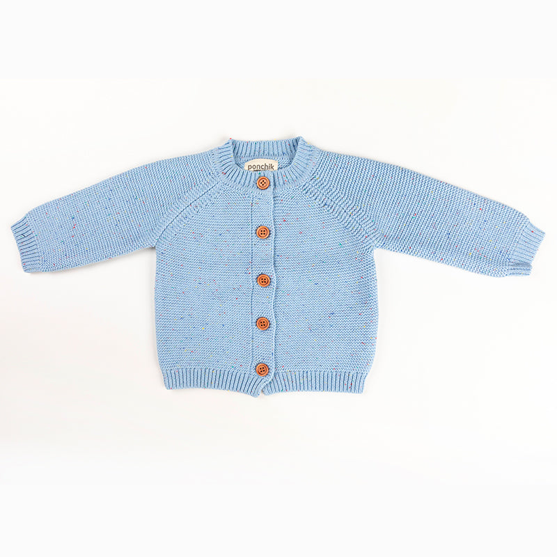Ponchik Babies + Kids - Cotton Knitted Cardigan - Mist Speckle Knit