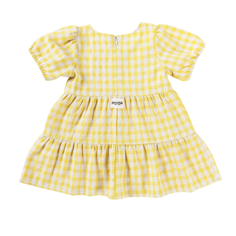 Cotton Puff Sleeve Dress - Sunshine Gingham