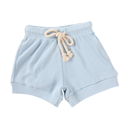 Ribbed Cotton Shorts - Ocean