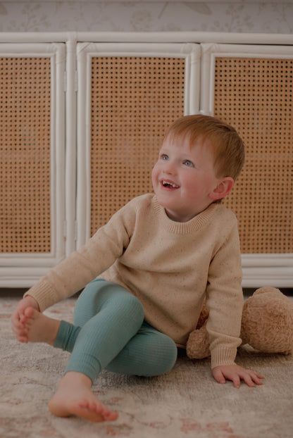 Ponchik Babies + Kids - Cotton Jumper - Carmel Speckle Knit