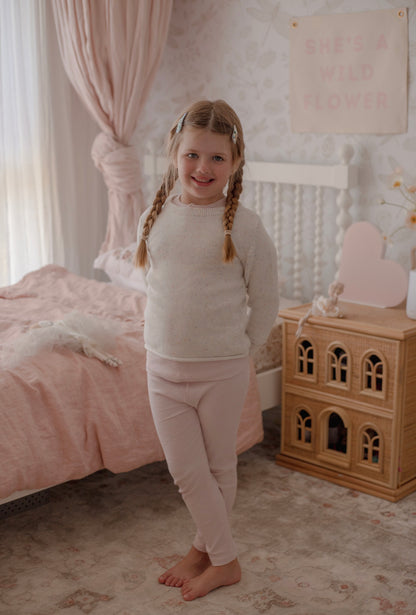 Ponchik Babies + Kids - Cotton Leggings - Love Rib