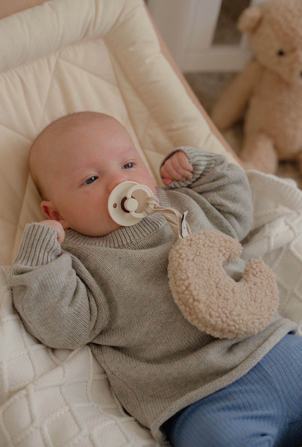 Ponchik Babies + Kids - Cotton Jumper - Koala Speckle Knit
