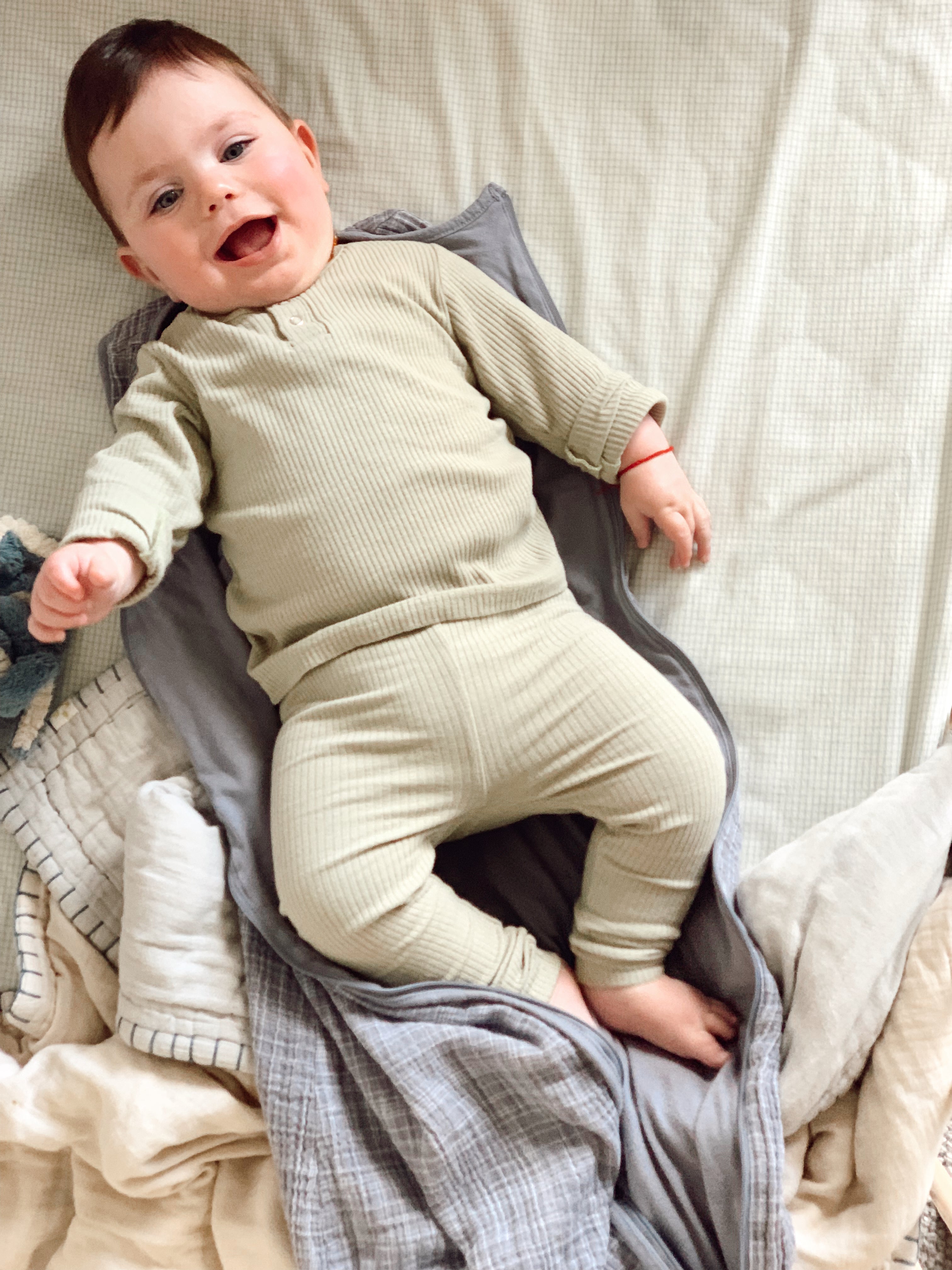 Ponchik Babies + Kids - Cotton Leggings - Pistachio Rib