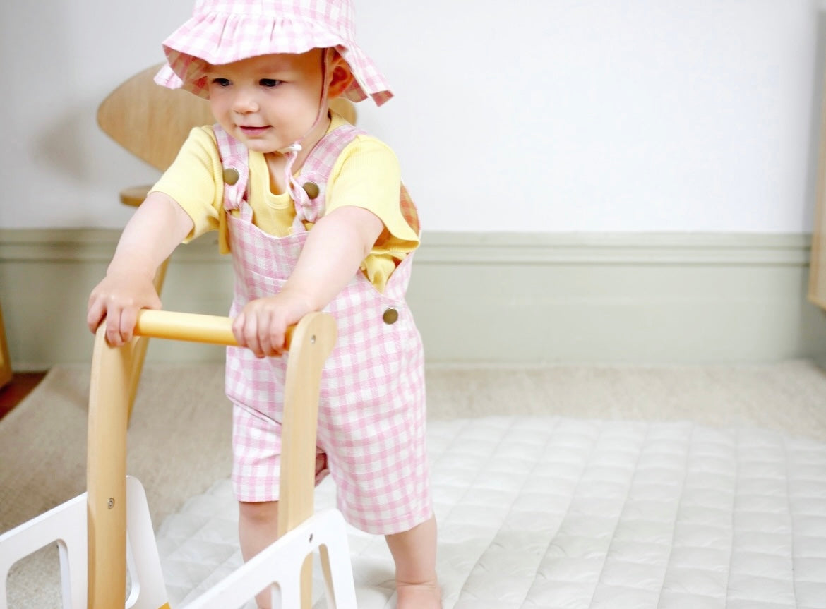 Cotton Dungaree Overalls - Fairy Floss Gingham