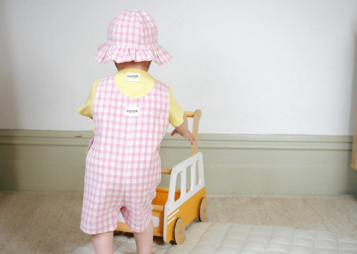 Cotton Dungaree Overalls - Fairy Floss Gingham