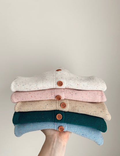 Ponchik Babies + Kids - Cotton Knitted Cardigan - Carmel Speckle Knit
