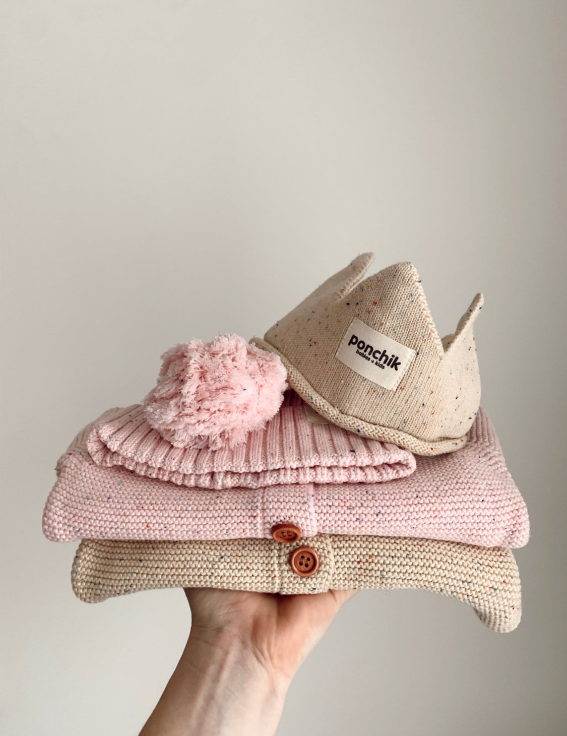 Ponchik Babies + Kids - Cotton Crown - Carmel Speckle Knit